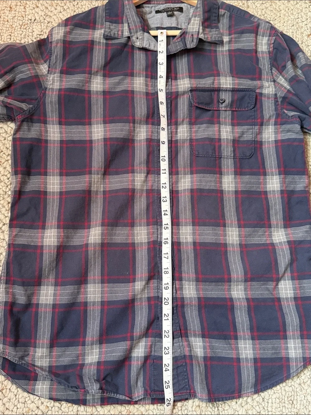 Banana Republic Navy, Red & Light Blue Plaid Shirt